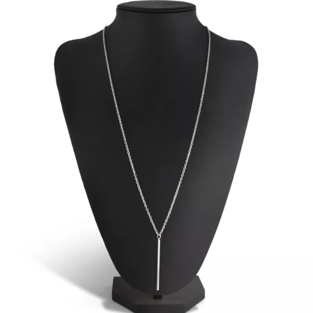 NWT Silver bar pendant fashion necklace - Picture 2 of 4